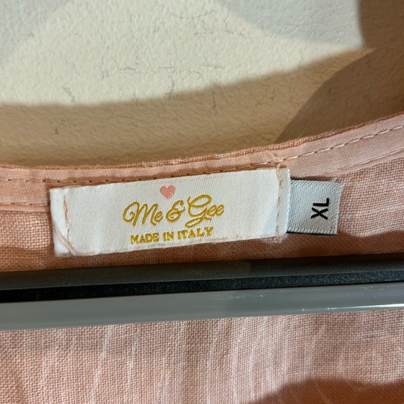 ME & GEE Sz XL Dress 100% Linen Ribbed Jersey Knit Bodice Pockets Flowy - Picture 5 of 7